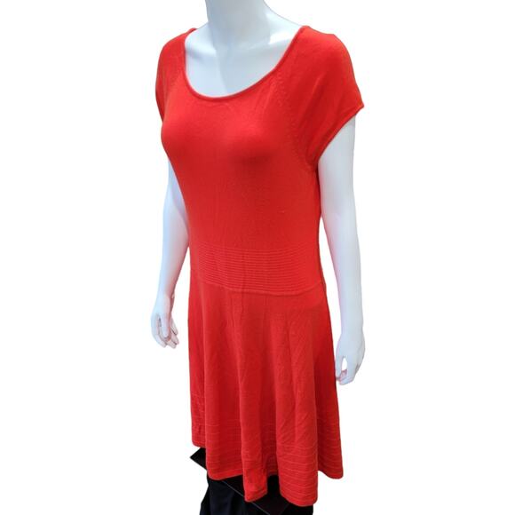 Eliza J Red Knit Maxi Dress Sz 12 Fit & Flare Drop Waist Dopamine Dressing - Picture 3 of 7